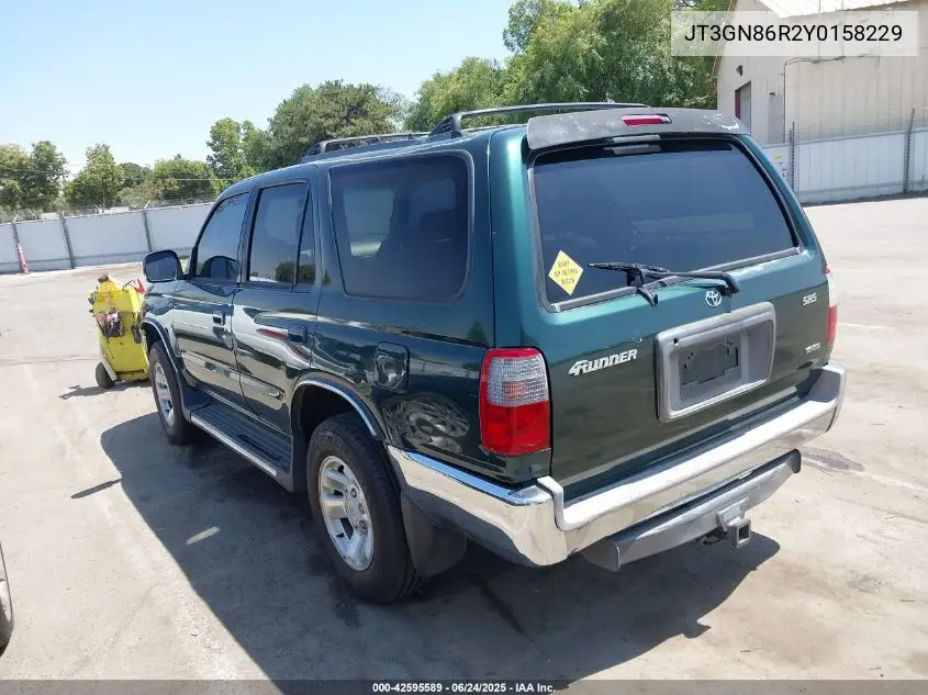 2000 Toyota 4Runner Sr5 V6 VIN: JT3GN86R2Y0158229 Lot: 42595589