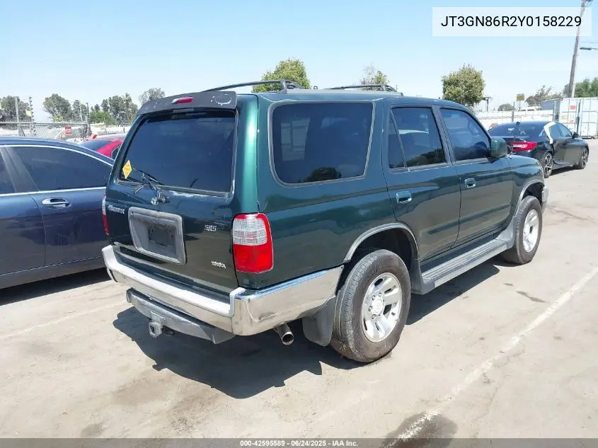 2000 Toyota 4Runner Sr5 V6 VIN: JT3GN86R2Y0158229 Lot: 42595589