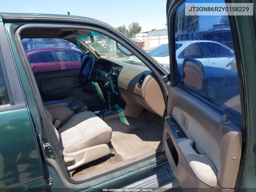 2000 Toyota 4Runner Sr5 V6 VIN: JT3GN86R2Y0158229 Lot: 42595589