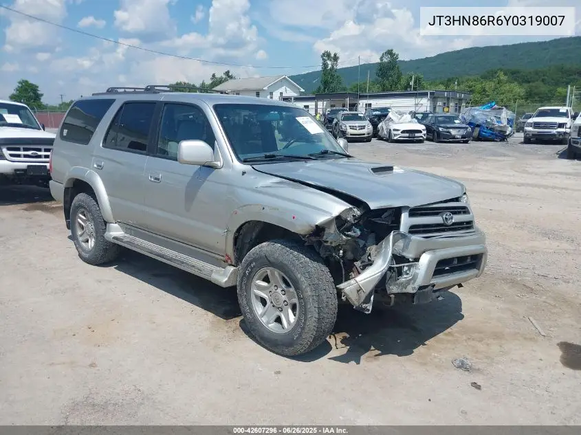 2000 Toyota 4Runner Sr5 V6 VIN: JT3HN86R6Y0319007 Lot: 42607296