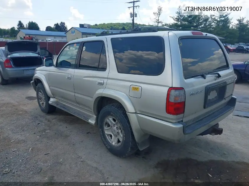 2000 Toyota 4Runner Sr5 V6 VIN: JT3HN86R6Y0319007 Lot: 42607296