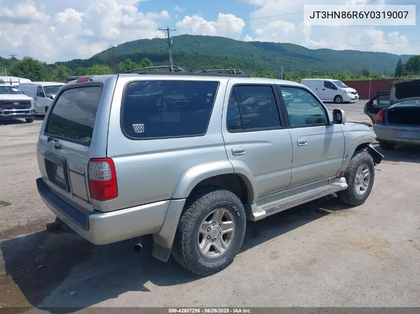 2000 Toyota 4Runner Sr5 V6 VIN: JT3HN86R6Y0319007 Lot: 42607296
