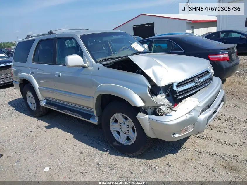 2000 Toyota 4Runner Limited V6 VIN: JT3HN87R6Y0305736 Lot: 42611504