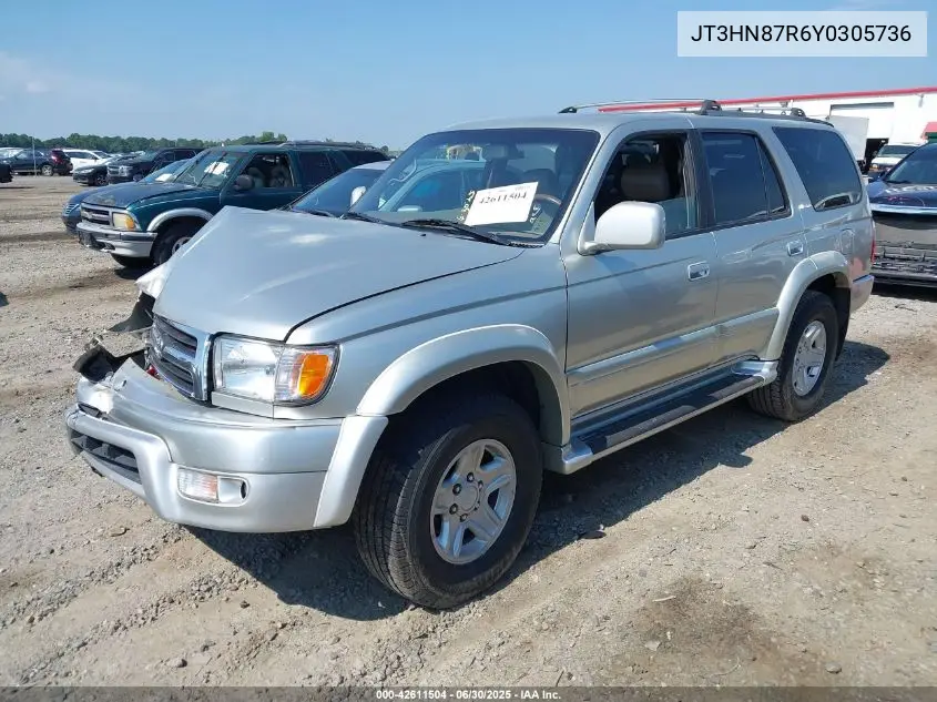 2000 Toyota 4Runner Limited V6 VIN: JT3HN87R6Y0305736 Lot: 42611504