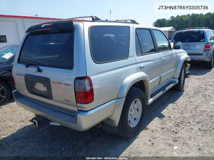 2000 Toyota 4Runner Limited V6 VIN: JT3HN87R6Y0305736 Lot: 42611504