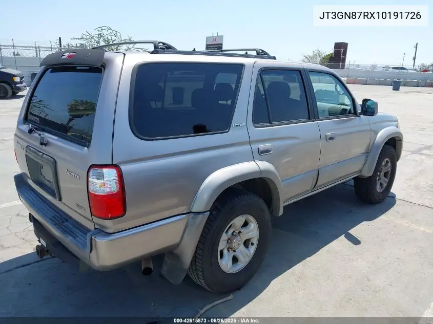 2001 Toyota 4Runner Limited V6 VIN: JT3GN87RX10191726 Lot: 42615873