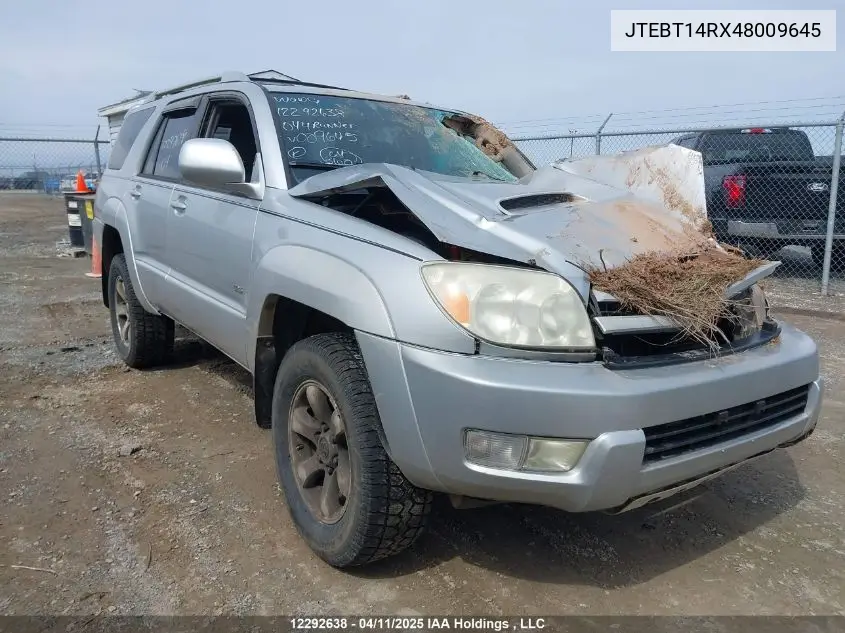 2004 Toyota 4Runner Sr5 V8 VIN: JTEBT14RX48009645 Lot: 12292638X