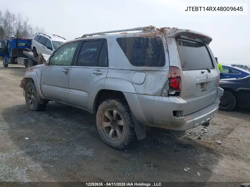 2004 Toyota 4Runner Sr5 V8 VIN: JTEBT14RX48009645 Lot: 12292638X