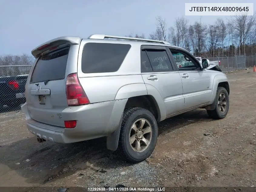 2004 Toyota 4Runner Sr5 V8 VIN: JTEBT14RX48009645 Lot: 12292638X