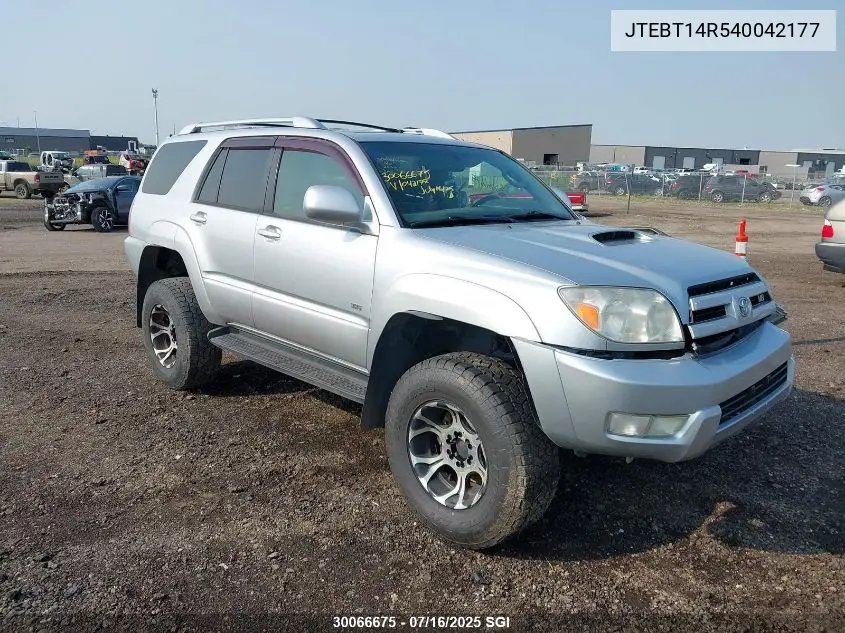 2004 Toyota 4Runner Sr5/Sport VIN: JTEBT14R540042177 Lot: 30066675