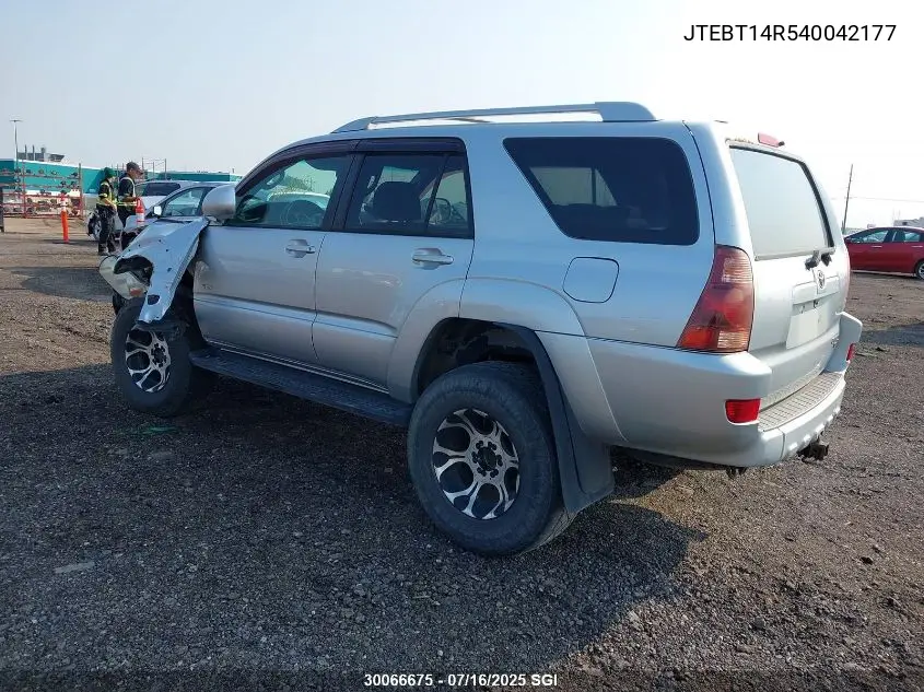 2004 Toyota 4Runner Sr5/Sport VIN: JTEBT14R540042177 Lot: 30066675