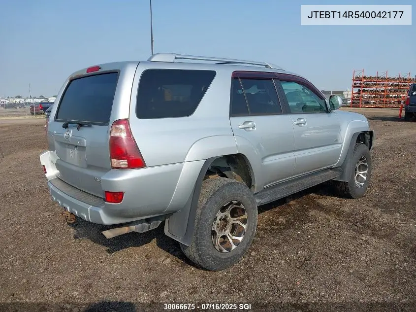 2004 Toyota 4Runner Sr5/Sport VIN: JTEBT14R540042177 Lot: 30066675