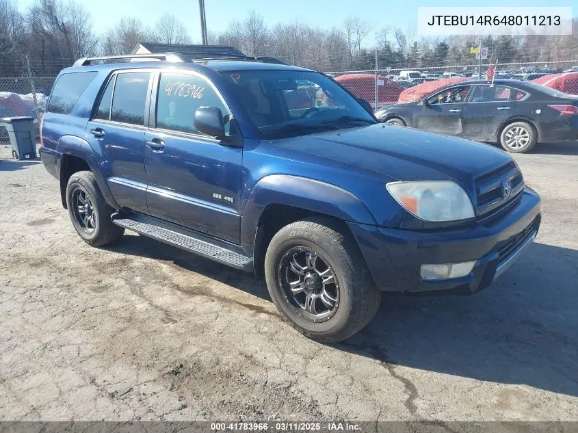 2004 Toyota 4Runner Sr5 V6 VIN: JTEBU14R648011213 Lot: 41783966