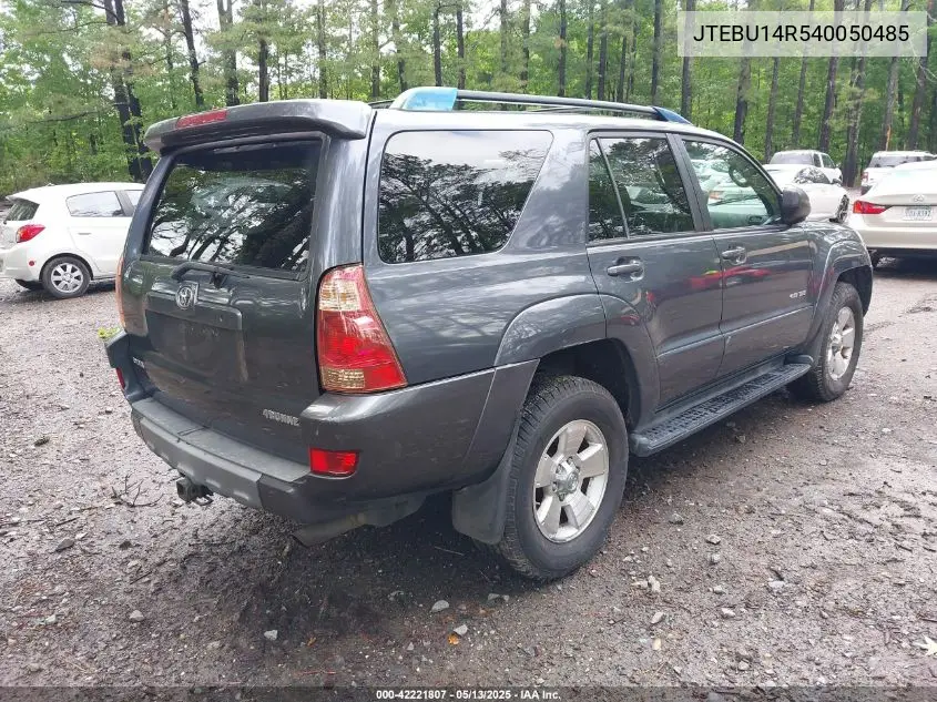 2004 Toyota 4Runner Sr5 V6 VIN: JTEBU14R540050485 Lot: 42221807