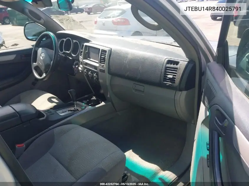 2004 Toyota 4Runner Sr5 V6 VIN: JTEBU14R840025791 Lot: 42252764