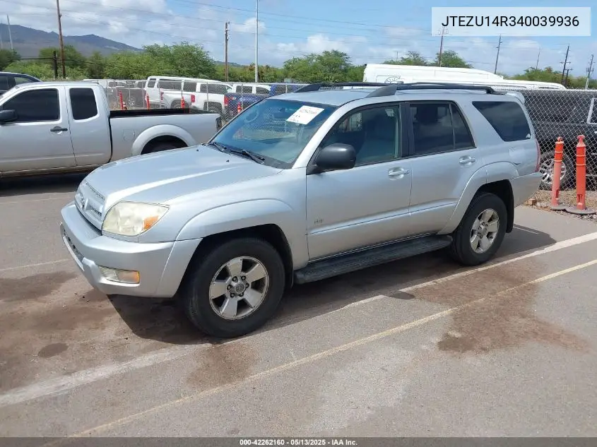 2004 Toyota 4Runner Sr5 Sport V6/Sr5 V6 VIN: JTEZU14R340039936 Lot: 42262160