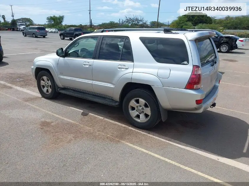 2004 Toyota 4Runner Sr5 Sport V6/Sr5 V6 VIN: JTEZU14R340039936 Lot: 42262160