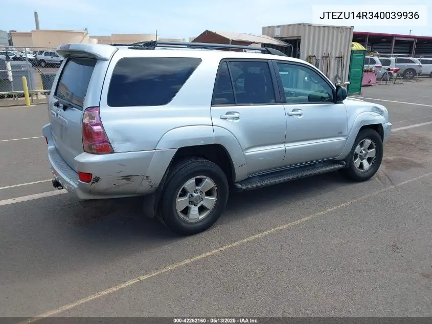 2004 Toyota 4Runner Sr5 Sport V6/Sr5 V6 VIN: JTEZU14R340039936 Lot: 42262160