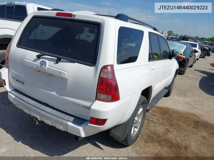 2004 Toyota 4Runner Sr5 V6 VIN: JTEZU14R440029223 Lot: 42554708