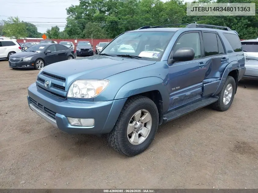 2004 Toyota 4Runner Sr5 V6 VIN: JTEBU14R348011363 Lot: 42600365