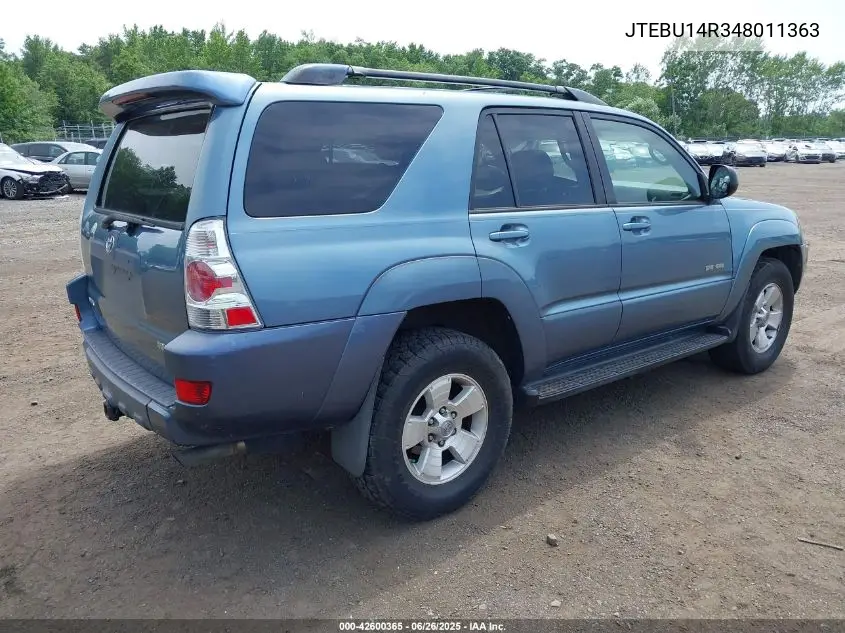 2004 Toyota 4Runner Sr5 V6 VIN: JTEBU14R348011363 Lot: 42600365
