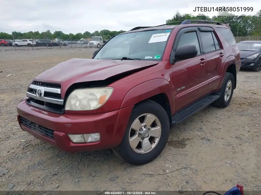 2005 Toyota 4Runner Sr5 V6 VIN: JTEBU14R458051999 Lot: 42245371