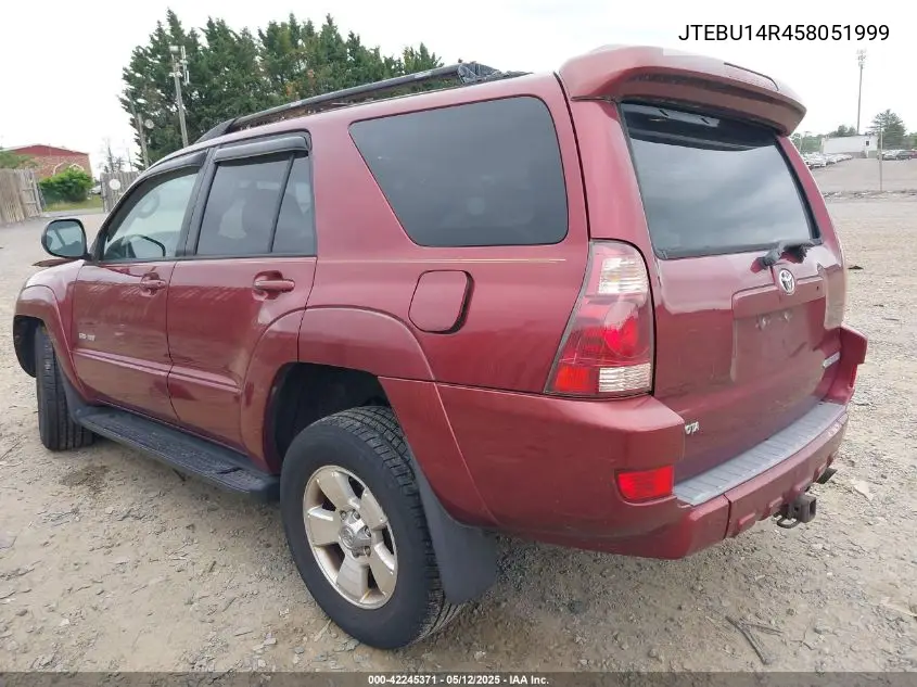 2005 Toyota 4Runner Sr5 V6 VIN: JTEBU14R458051999 Lot: 42245371