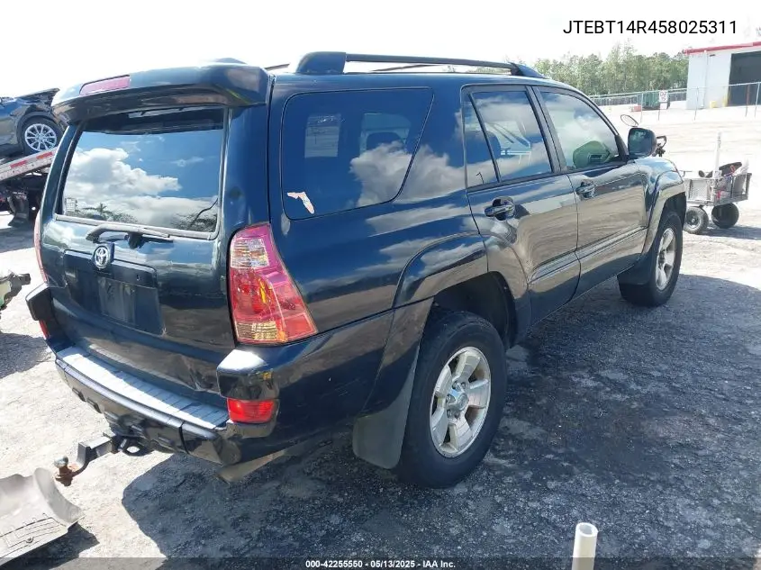 2005 Toyota 4Runner Sr5 V8 VIN: JTEBT14R458025311 Lot: 42255550