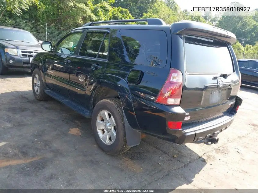 2005 Toyota 4Runner Limited V8 VIN: JTEBT17R358018927 Lot: 42507805