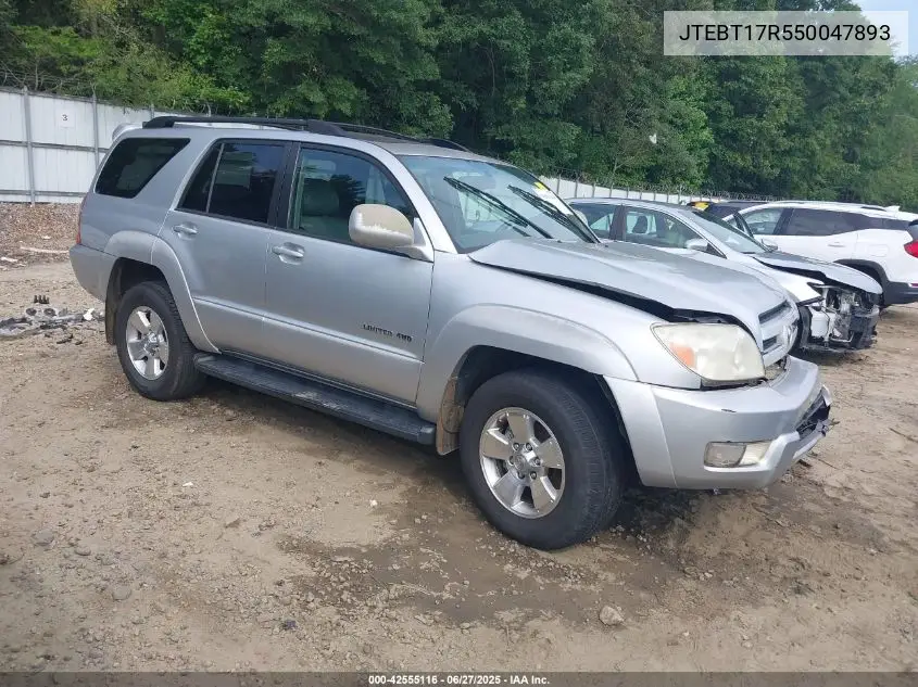 2005 Toyota 4Runner Limited VIN: JTEBT17R550047893 Lot: 42555116