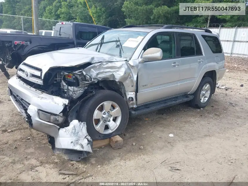 2005 Toyota 4Runner Limited VIN: JTEBT17R550047893 Lot: 42555116