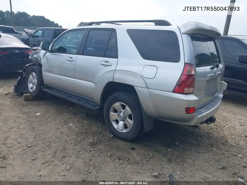 2005 Toyota 4Runner Limited VIN: JTEBT17R550047893 Lot: 42555116