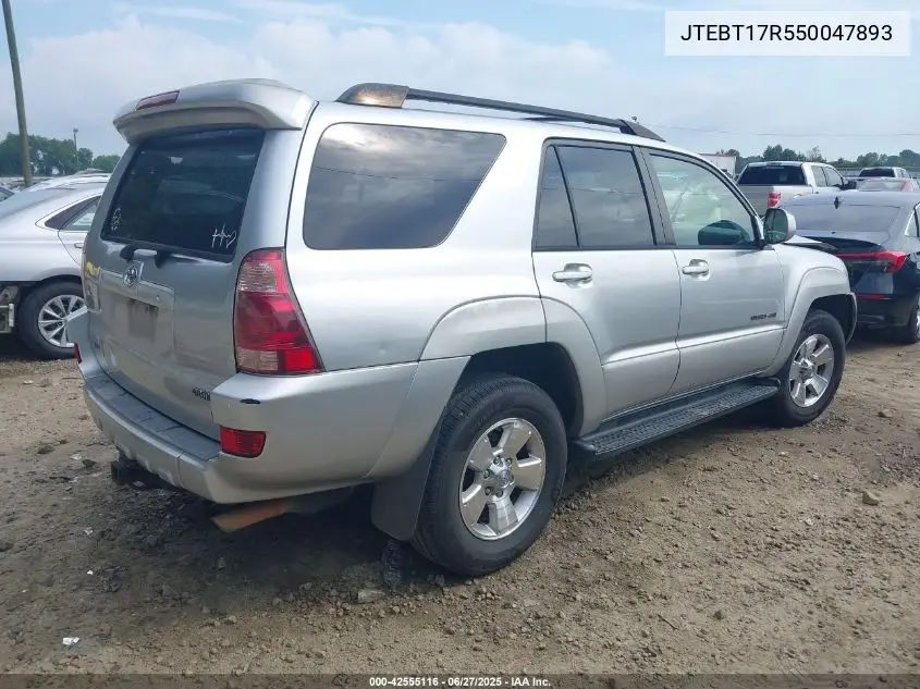 2005 Toyota 4Runner Limited VIN: JTEBT17R550047893 Lot: 42555116