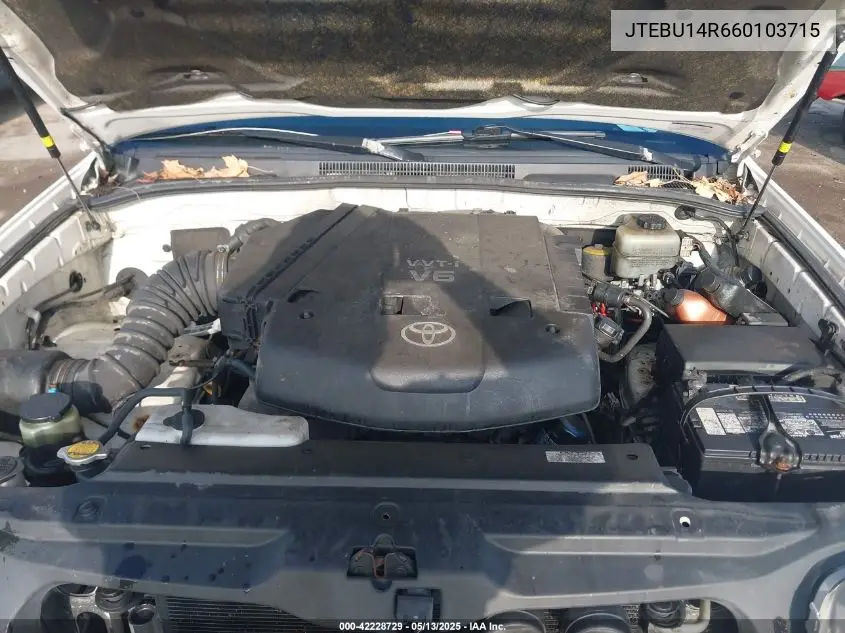 2006 Toyota 4Runner Sr5 V6 VIN: JTEBU14R660103715 Lot: 42228729
