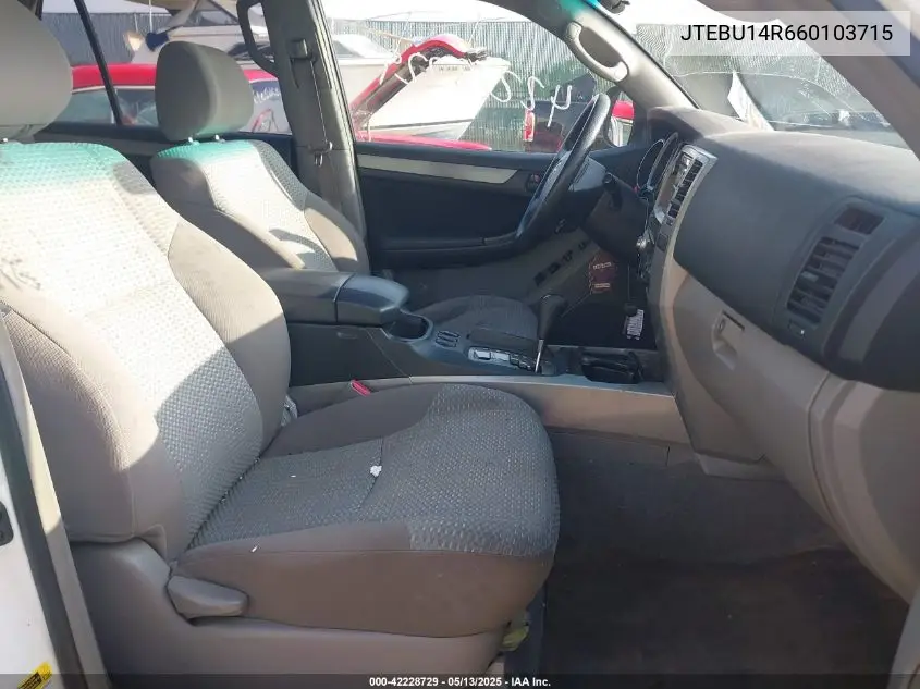 2006 Toyota 4Runner Sr5 V6 VIN: JTEBU14R660103715 Lot: 42228729