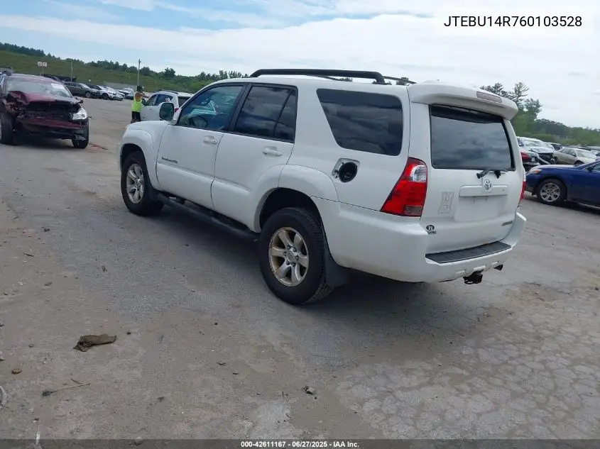 2006 Toyota 4Runner Sr5 Sport V6 VIN: JTEBU14R760103528 Lot: 42611167