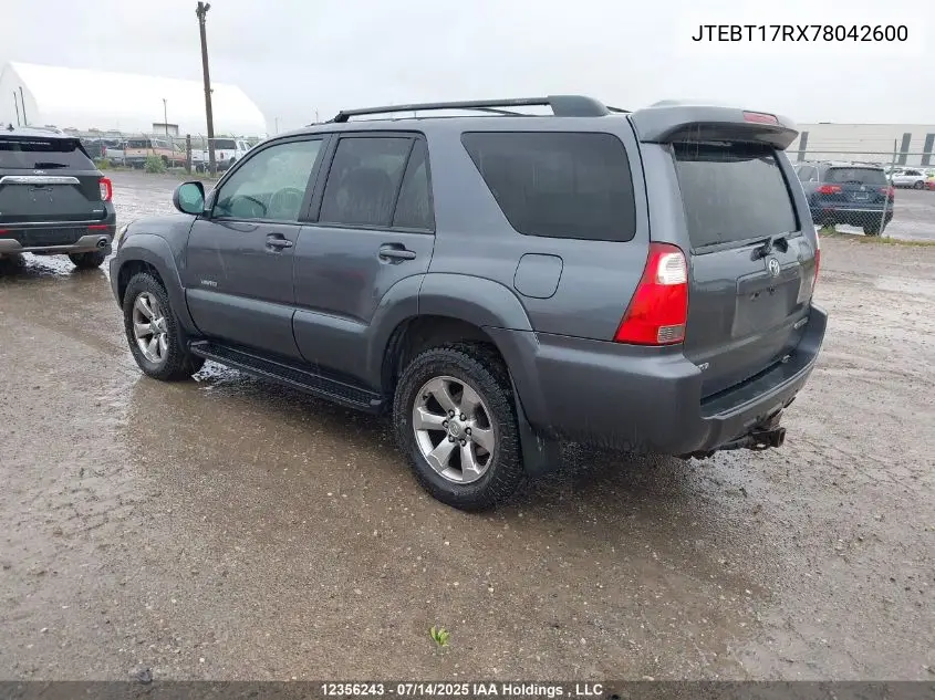 2007 Toyota 4Runner Limited VIN: JTEBT17RX78042600 Lot: 12356243