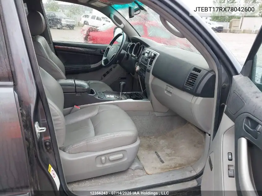 2007 Toyota 4Runner Limited VIN: JTEBT17RX78042600 Lot: 12356243