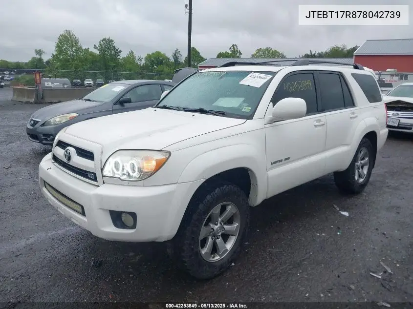 2007 Toyota 4Runner Limited V8 VIN: JTEBT17R878042739 Lot: 42253849