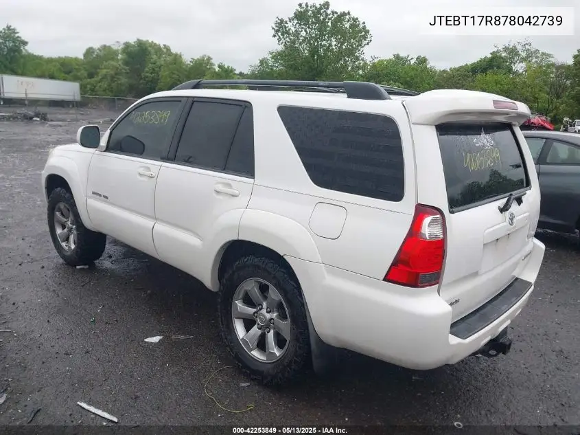 2007 Toyota 4Runner Limited V8 VIN: JTEBT17R878042739 Lot: 42253849