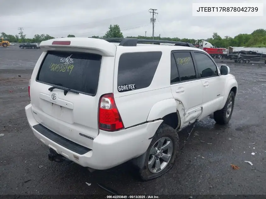 2007 Toyota 4Runner Limited V8 VIN: JTEBT17R878042739 Lot: 42253849