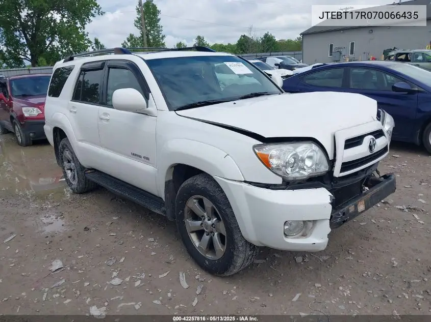 2007 Toyota 4Runner Limited V8 VIN: JTEBT17R070066435 Lot: 42257816