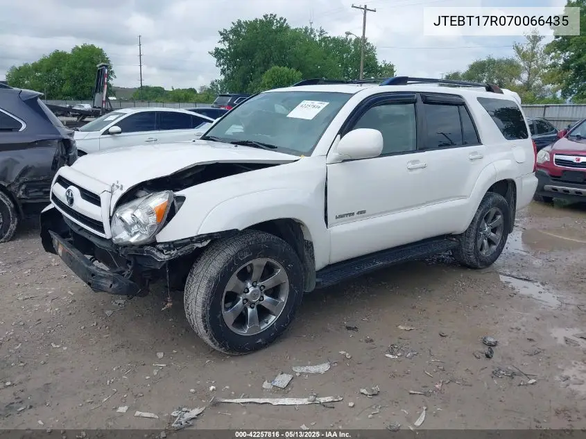 2007 Toyota 4Runner Limited V8 VIN: JTEBT17R070066435 Lot: 42257816