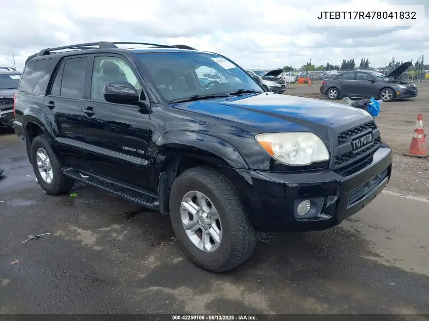 2007 Toyota 4Runner Limited V8 VIN: JTEBT17R478041832 Lot: 42259106