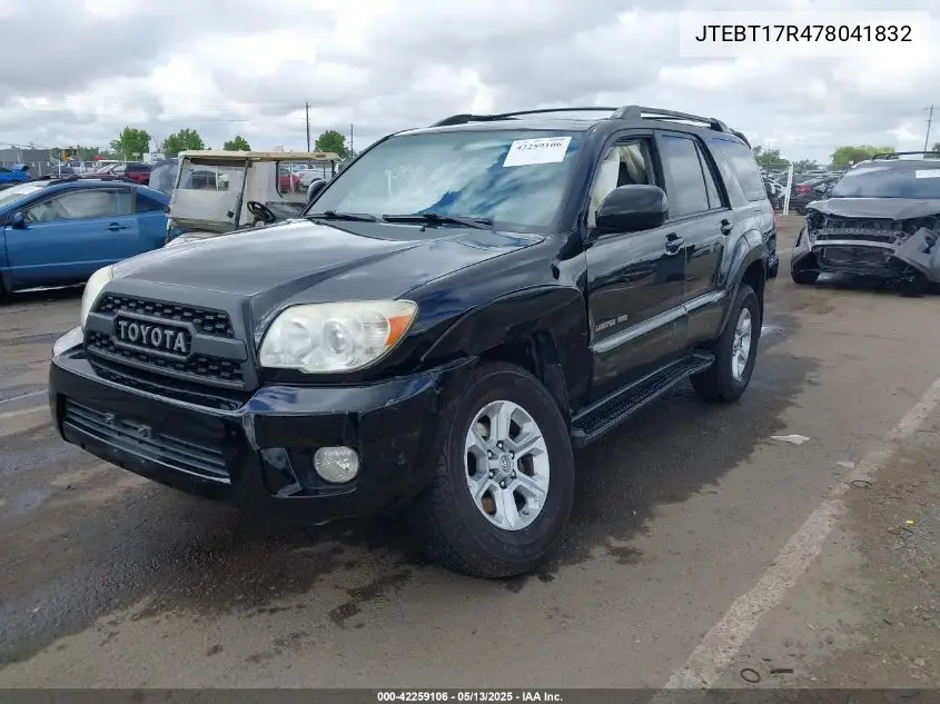 2007 Toyota 4Runner Limited V8 VIN: JTEBT17R478041832 Lot: 42259106