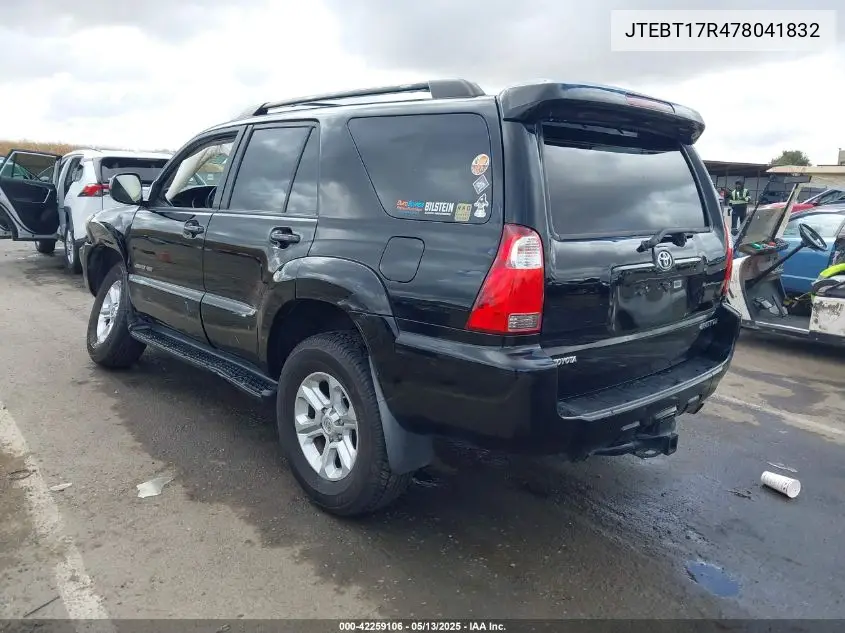 2007 Toyota 4Runner Limited V8 VIN: JTEBT17R478041832 Lot: 42259106