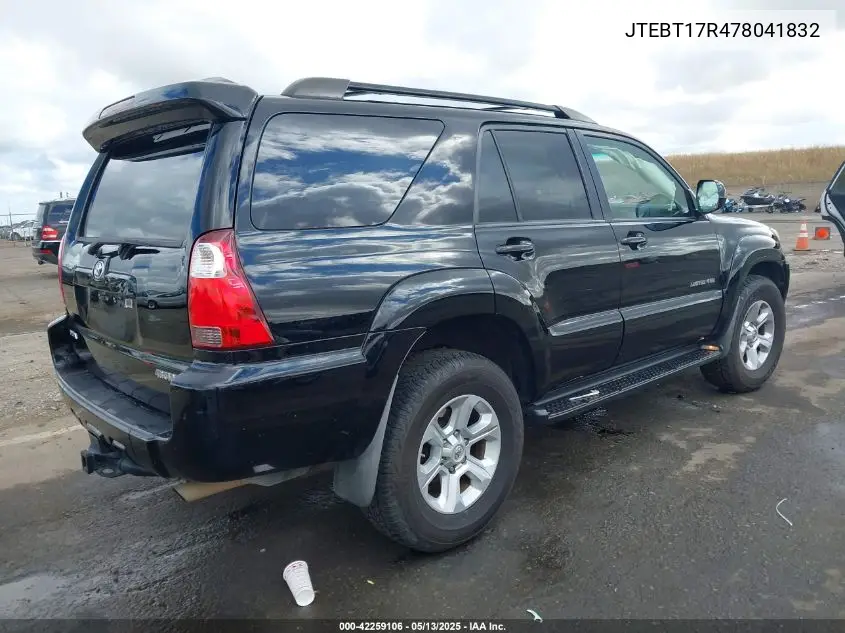2007 Toyota 4Runner Limited V8 VIN: JTEBT17R478041832 Lot: 42259106