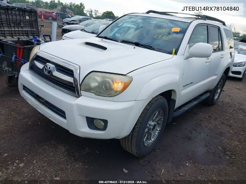 2007 Toyota 4Runner Sport V6 VIN: JTEBU14RX78104840 Lot: 42796423