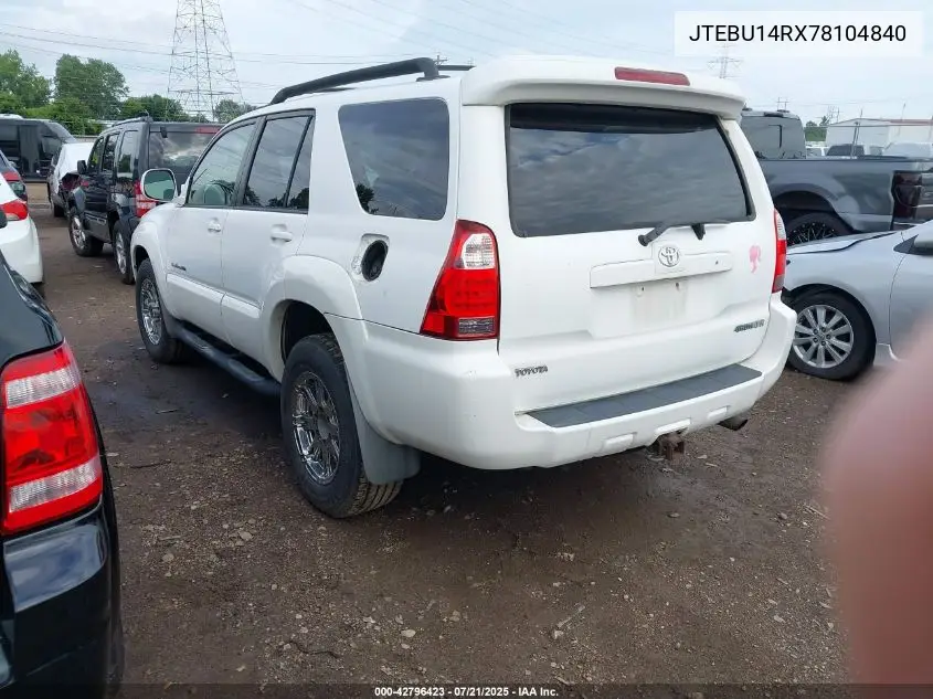 2007 Toyota 4Runner Sport V6 VIN: JTEBU14RX78104840 Lot: 42796423