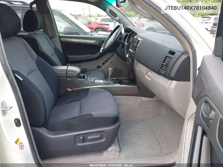2007 Toyota 4Runner Sport V6 VIN: JTEBU14RX78104840 Lot: 42796423